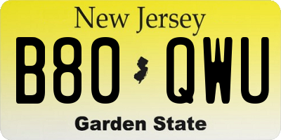 NJ license plate B80QWU