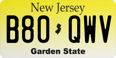 NJ license plate B80QWV