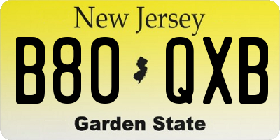 NJ license plate B80QXB