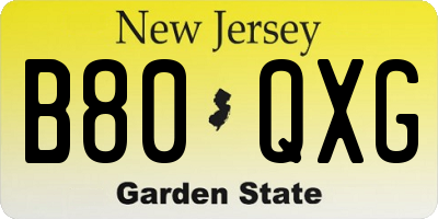 NJ license plate B80QXG