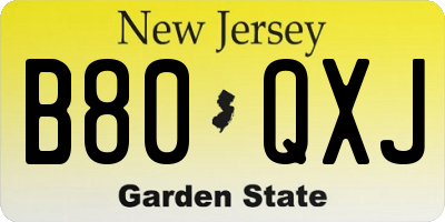 NJ license plate B80QXJ