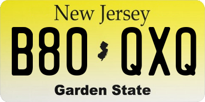NJ license plate B80QXQ