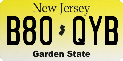 NJ license plate B80QYB