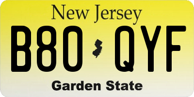 NJ license plate B80QYF