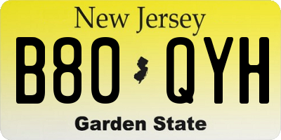 NJ license plate B80QYH