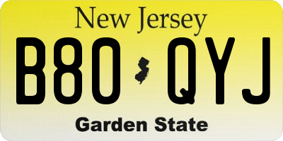 NJ license plate B80QYJ