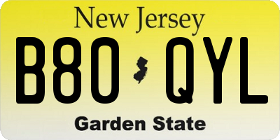 NJ license plate B80QYL