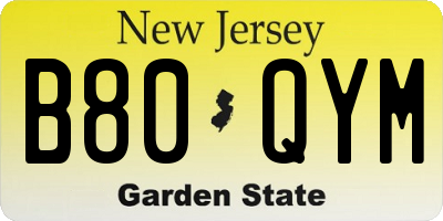 NJ license plate B80QYM