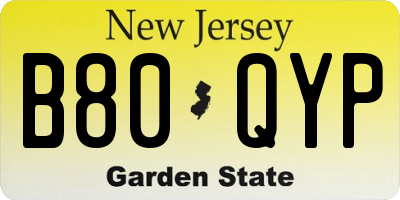 NJ license plate B80QYP