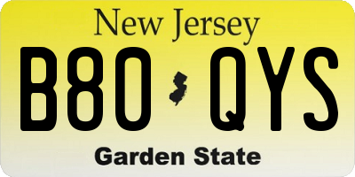 NJ license plate B80QYS