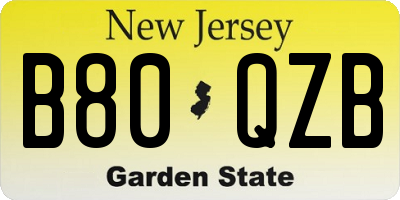 NJ license plate B80QZB
