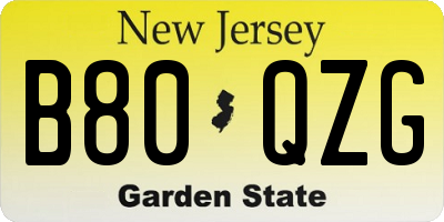 NJ license plate B80QZG