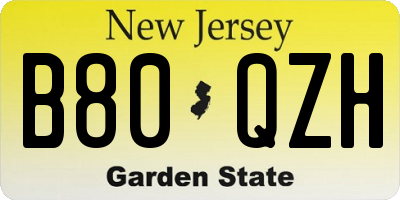 NJ license plate B80QZH