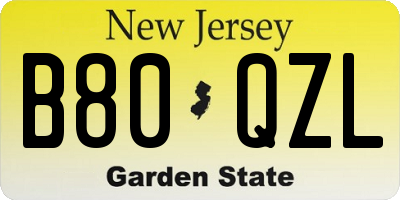 NJ license plate B80QZL
