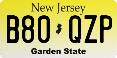 NJ license plate B80QZP