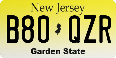NJ license plate B80QZR