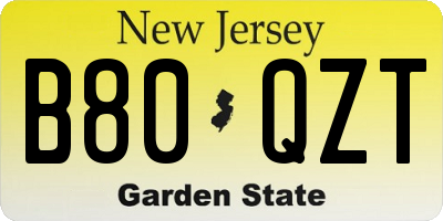 NJ license plate B80QZT