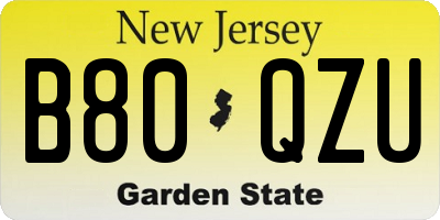 NJ license plate B80QZU