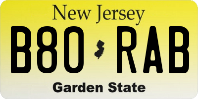 NJ license plate B80RAB