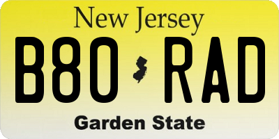 NJ license plate B80RAD