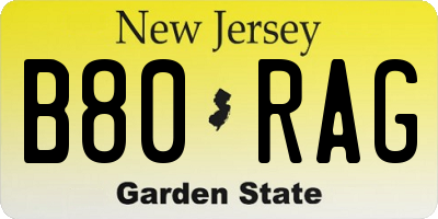 NJ license plate B80RAG