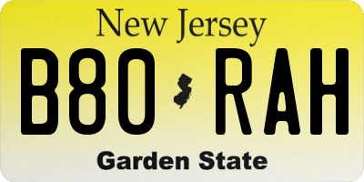 NJ license plate B80RAH