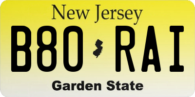 NJ license plate B80RAI