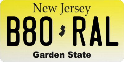 NJ license plate B80RAL