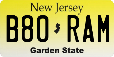 NJ license plate B80RAM
