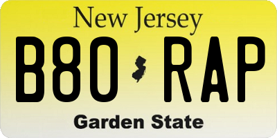 NJ license plate B80RAP