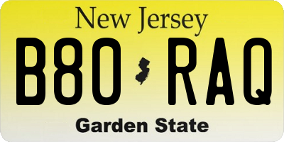 NJ license plate B80RAQ