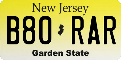 NJ license plate B80RAR