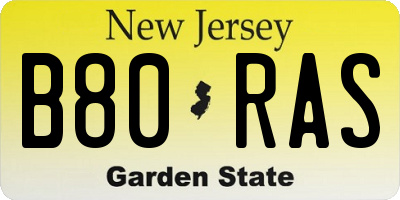 NJ license plate B80RAS