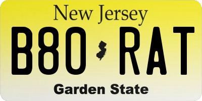NJ license plate B80RAT