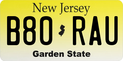 NJ license plate B80RAU