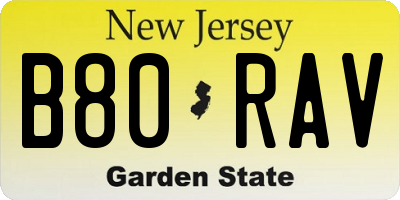 NJ license plate B80RAV