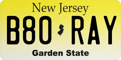 NJ license plate B80RAY