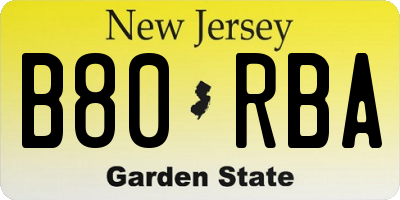 NJ license plate B80RBA
