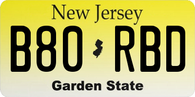 NJ license plate B80RBD