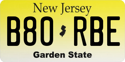 NJ license plate B80RBE