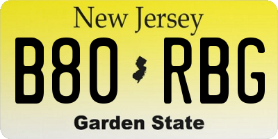 NJ license plate B80RBG