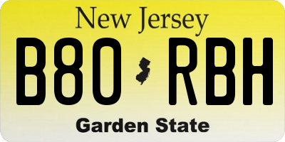NJ license plate B80RBH