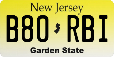 NJ license plate B80RBI