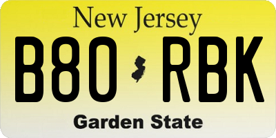 NJ license plate B80RBK