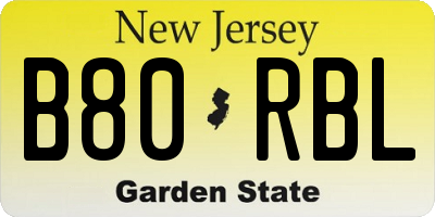 NJ license plate B80RBL