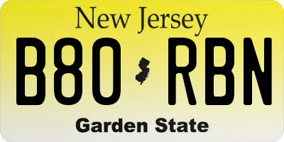 NJ license plate B80RBN