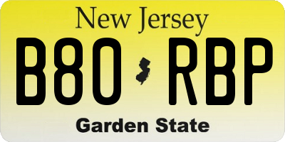 NJ license plate B80RBP
