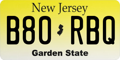 NJ license plate B80RBQ