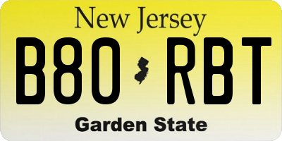NJ license plate B80RBT