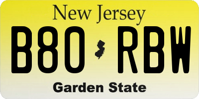 NJ license plate B80RBW